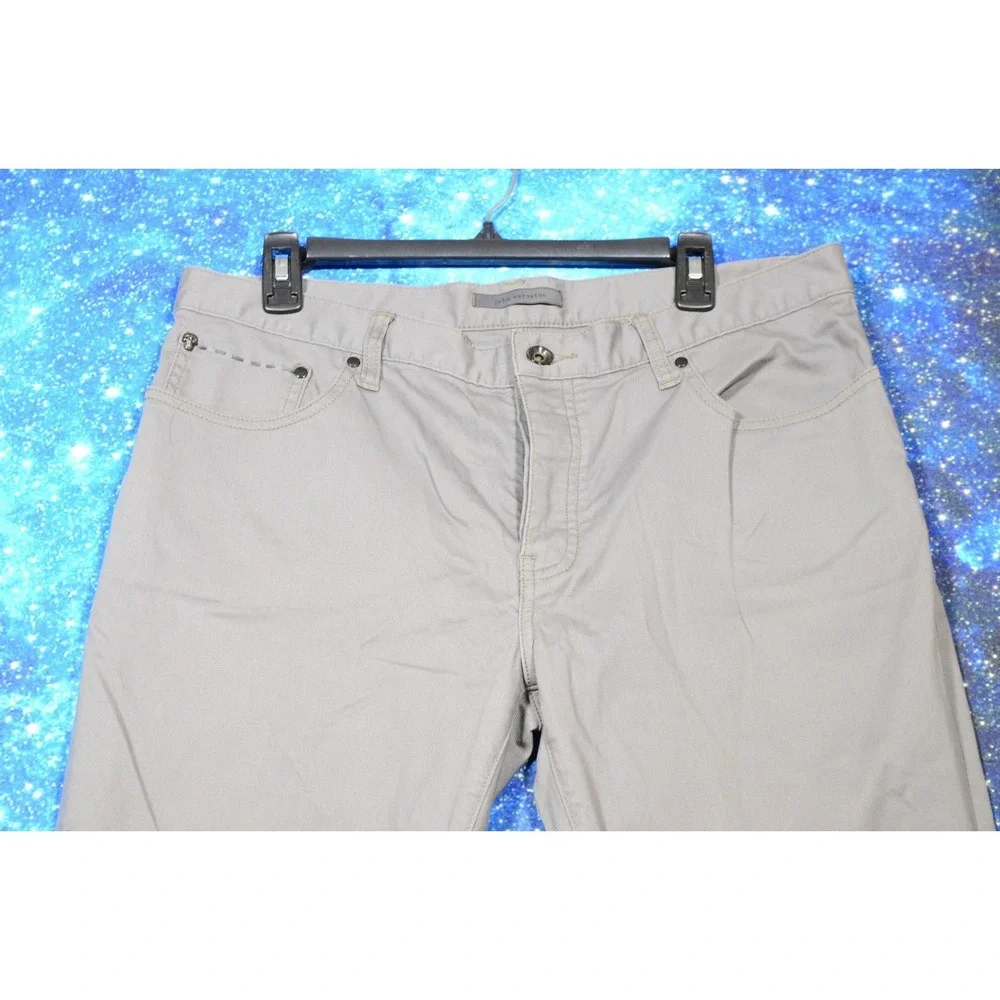 John Varvatos Jeans Mens 36x32 Gray Denim Straight Leg Stretch Skull Rivet Pants